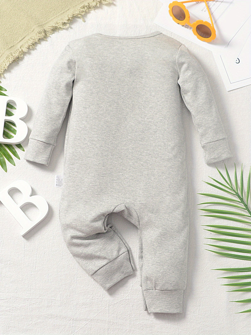 Pure Long-Sleeve Print Bodysuit, Casual Long-Sleeve Jumpsuit for Autumn.