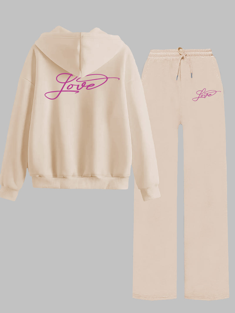 Women’s Graphic Print 2pcs Set, Hoodie & Pants.