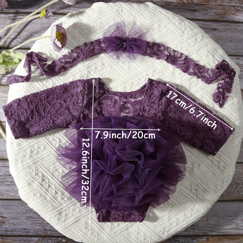 2pcs Newborn Girl Lace Tutu & Headband Set.