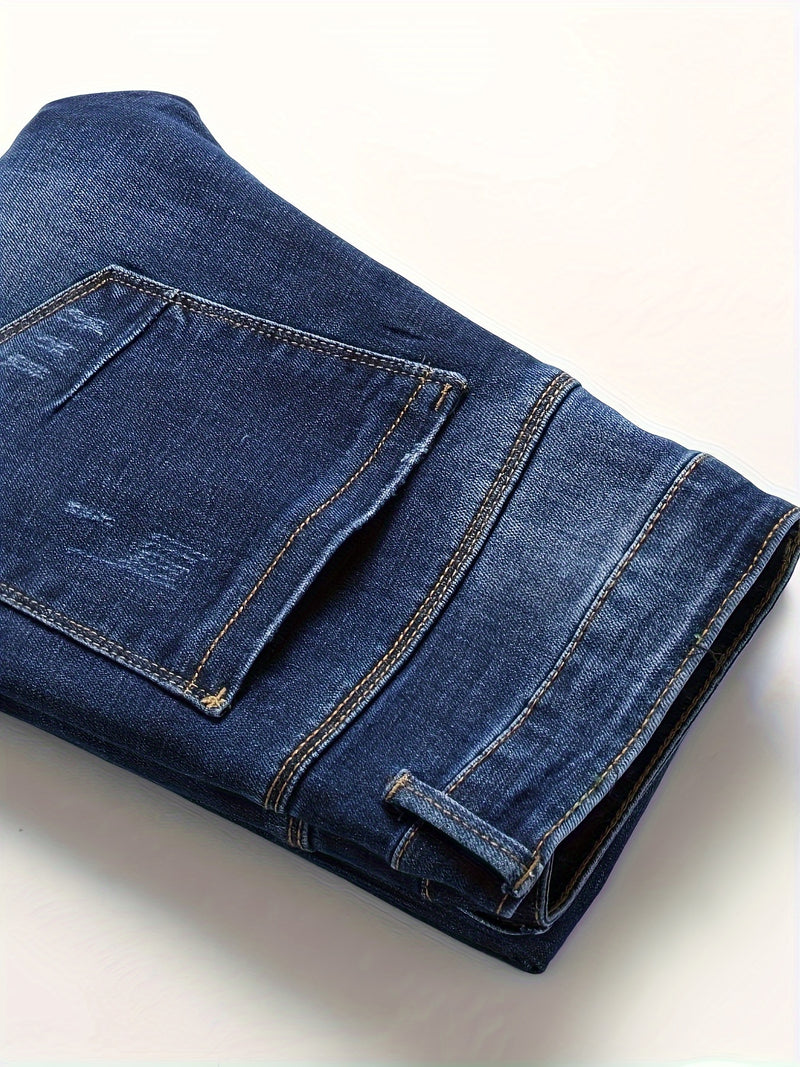 New Mid-Rise Blue Men's Jeans for Autumn.