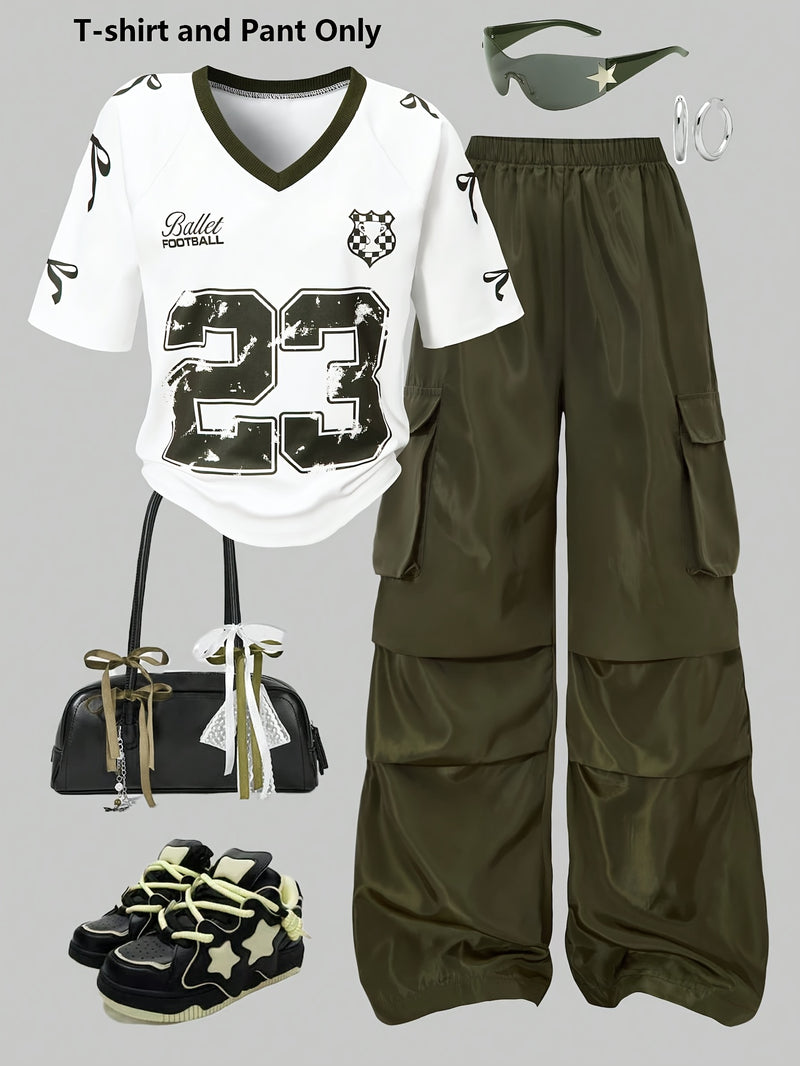 Women’s Fashion Casual T-Shirt and Pants Set.