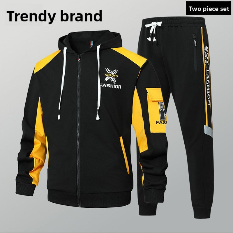 2pcs Set, Men's Sweatshirt Set, 2pcs Hooded Sporty Casual.