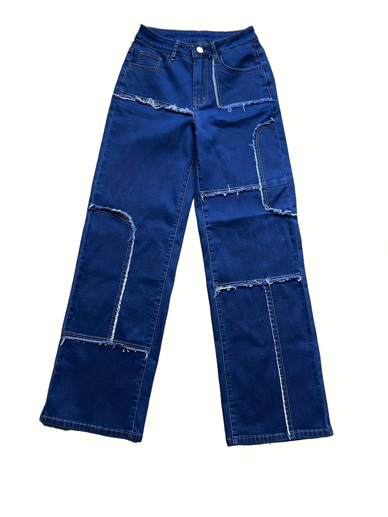 Women's Plus Size High-Waisted Wide Leg Jeans.