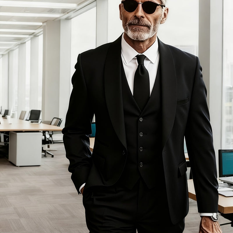Men's 3pcs Suit- Slim Fit Tuxedo Set for Weddings& Formal Occasions.