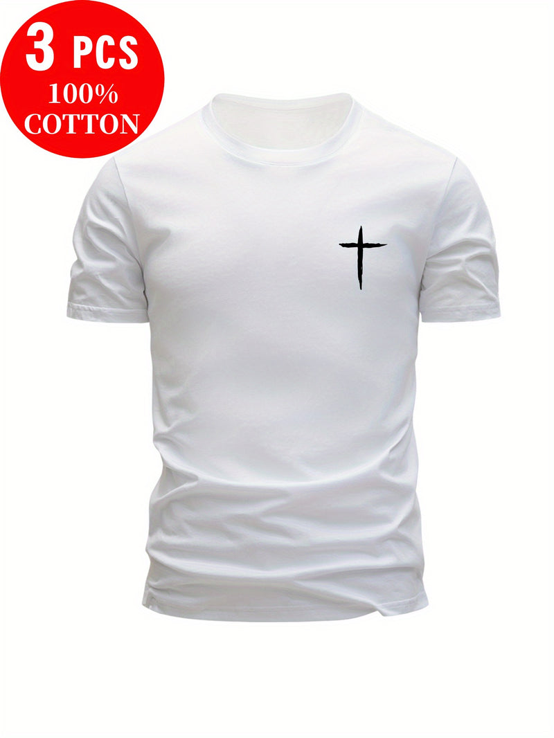 Set of 3 T-Shirtsa Must-Have for Men's Casual Wear, Sweat-Resistant.