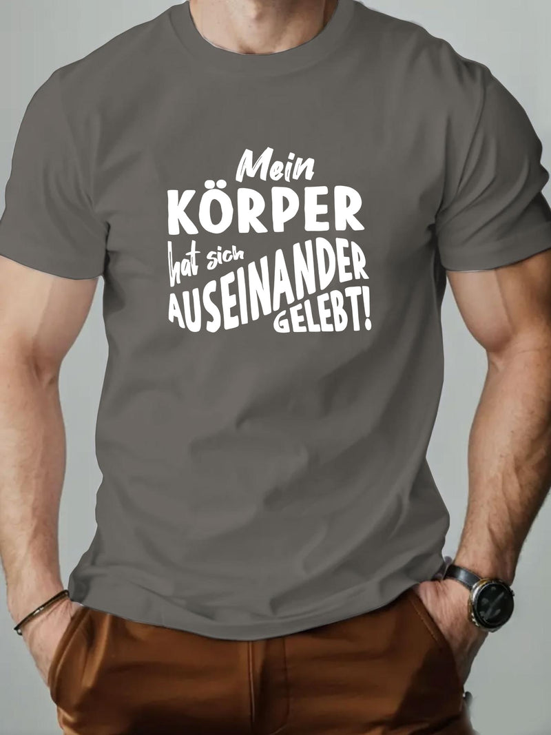 Men's KOPPER English Pattern Summer Casual Crew Neck Short T-Shirt.