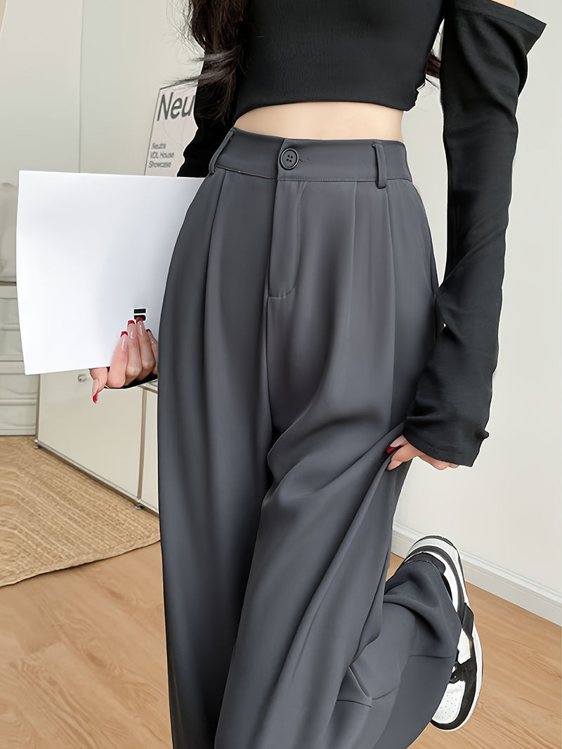 Women’s Long Tailored Trousers with a Single Button.