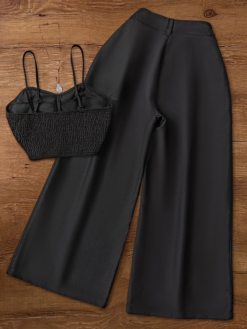 Women’s Solid Color Pants and Camisole Set.