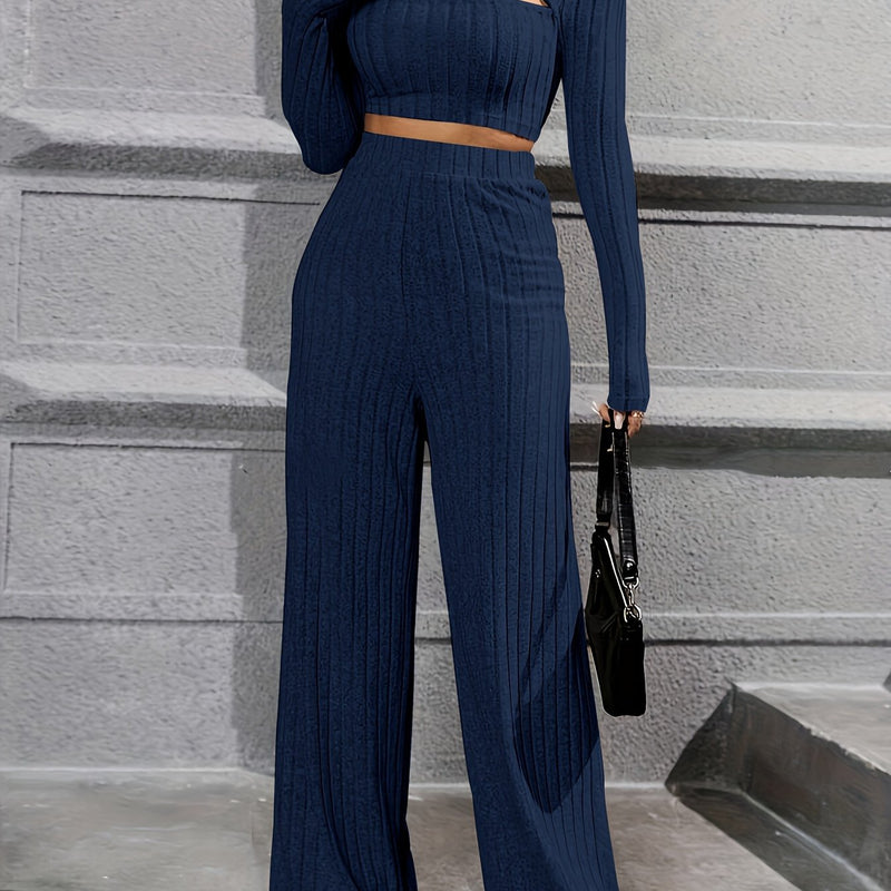 Elegant Directional Women'S Long-Sleeve T-Shirt And Long Pants.