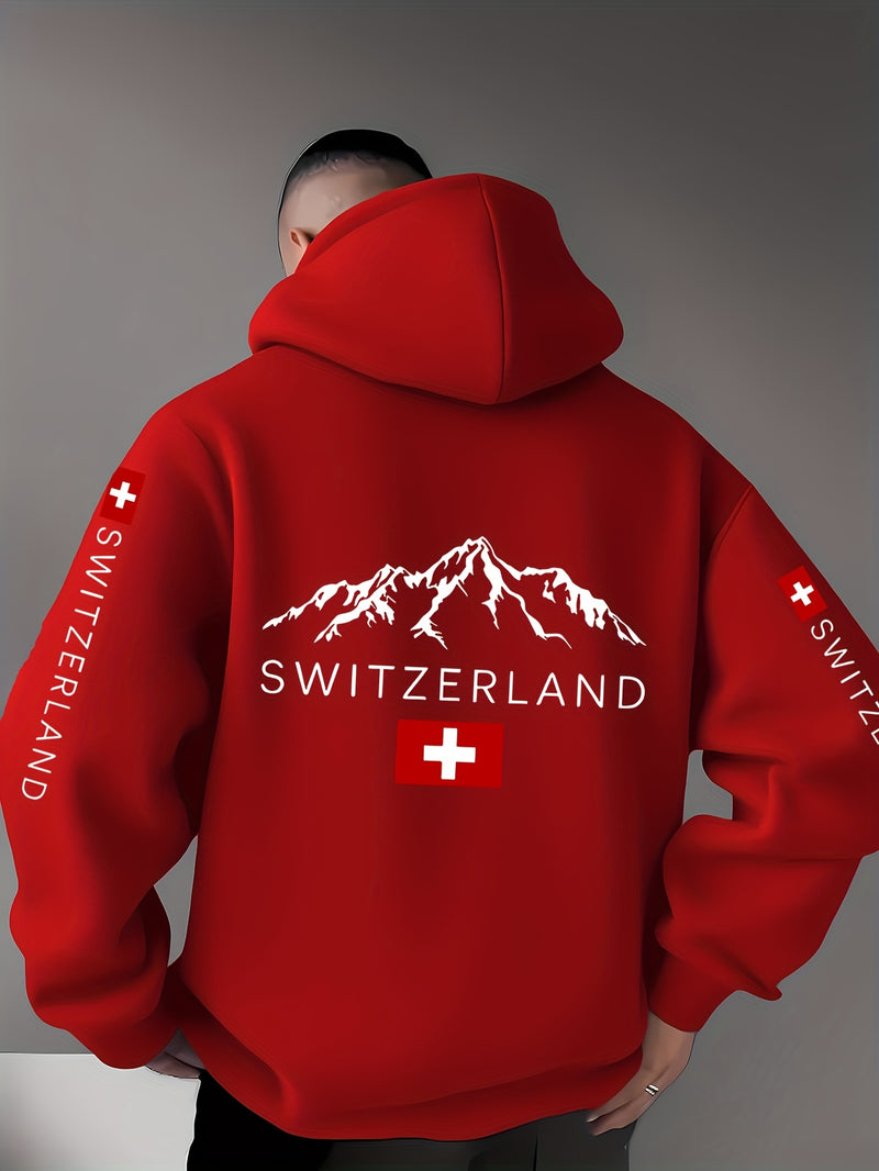 Men'S & Women'S Swiss Flag & Matterhorn Mountain Graphic Hooded Sweatshirt.
