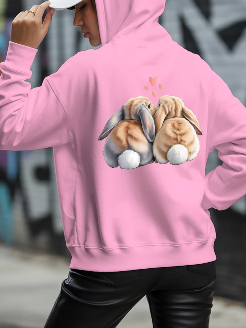 Cute Rabbit Back Women's casual sweatshirt back printed fashionable.