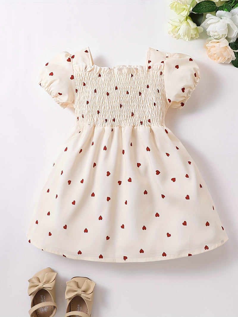 Ramadan Adorable Heart-Print Tunic Dress For Girls.