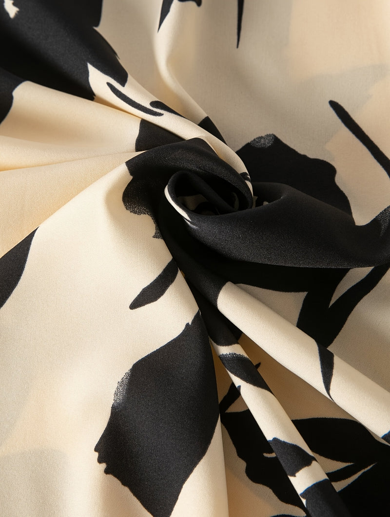 A High-Waisted Skirt with a Floral Pattern for Women.