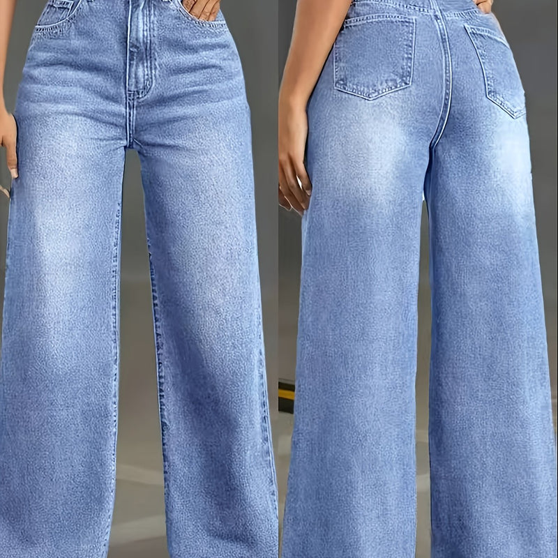 Women's Straight-Leg Wide-Leg Denim Trousers.