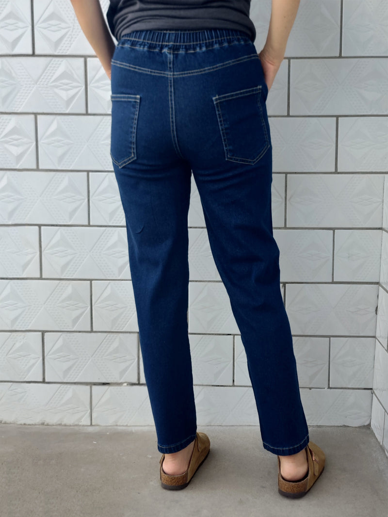 Women’s Unisex Vintage Blue Jeans, Black-Gray Long Pants.