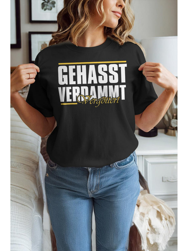 Men's & Women's Gothic German Text Print T-Shirt.