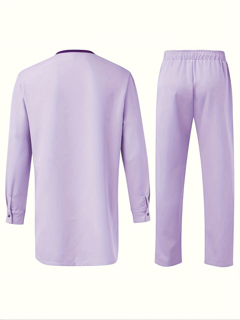 Men'S Casual Two-Piece Set Featuring an African Ethnic Style.