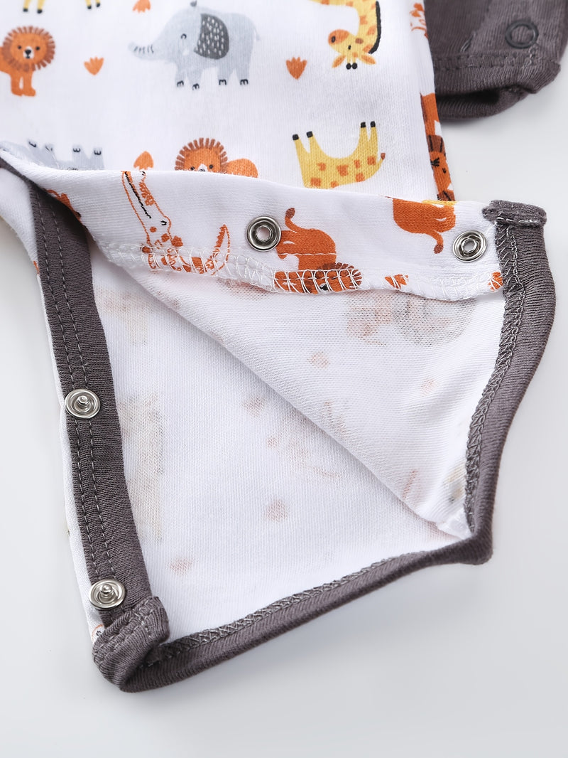 Three-Piece Set New Autumn And Winter Long-Sleeved Lion Elephant Cartoon.