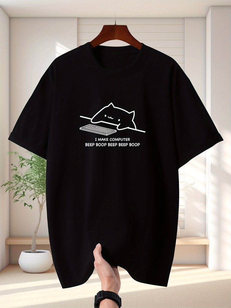 Men's Pure Cotton New Fashion Letter Design Print Casual Short Sleeve.