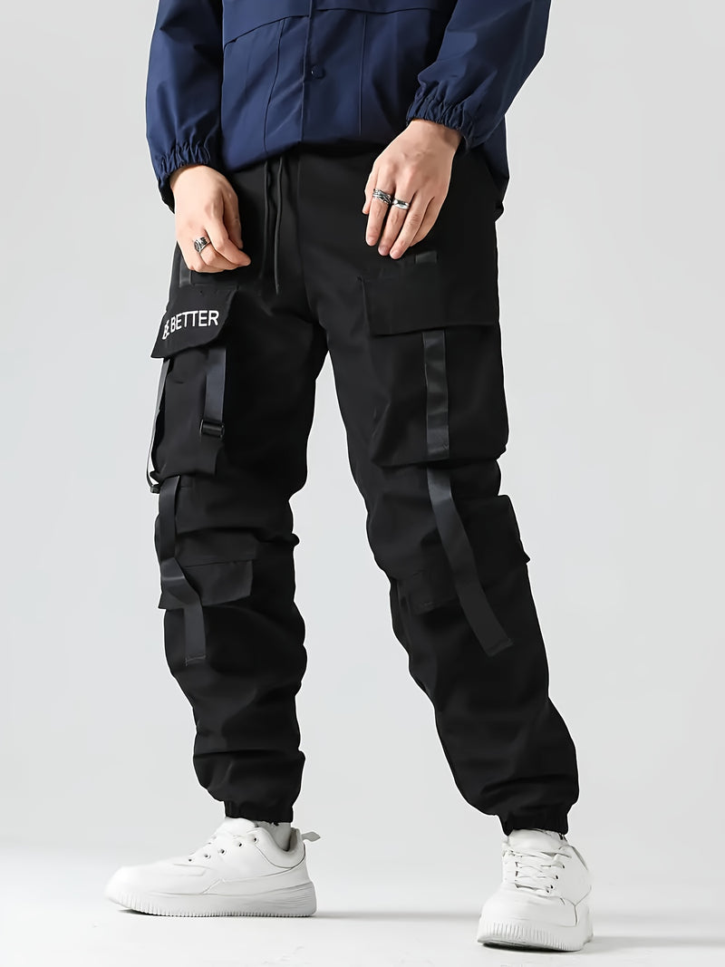 Men's Casual Work Pants with Letter Prints.
