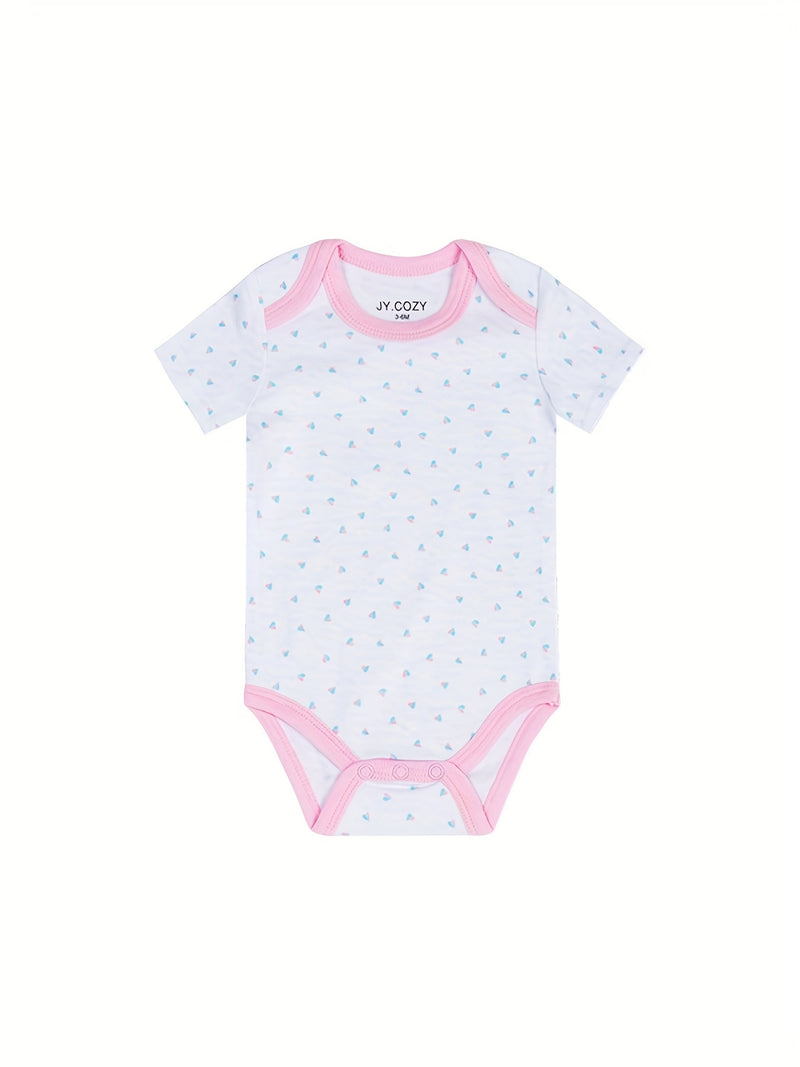 5pcs Cute Baby Girl 100% Cotton Short Sleeve Bodysuits.