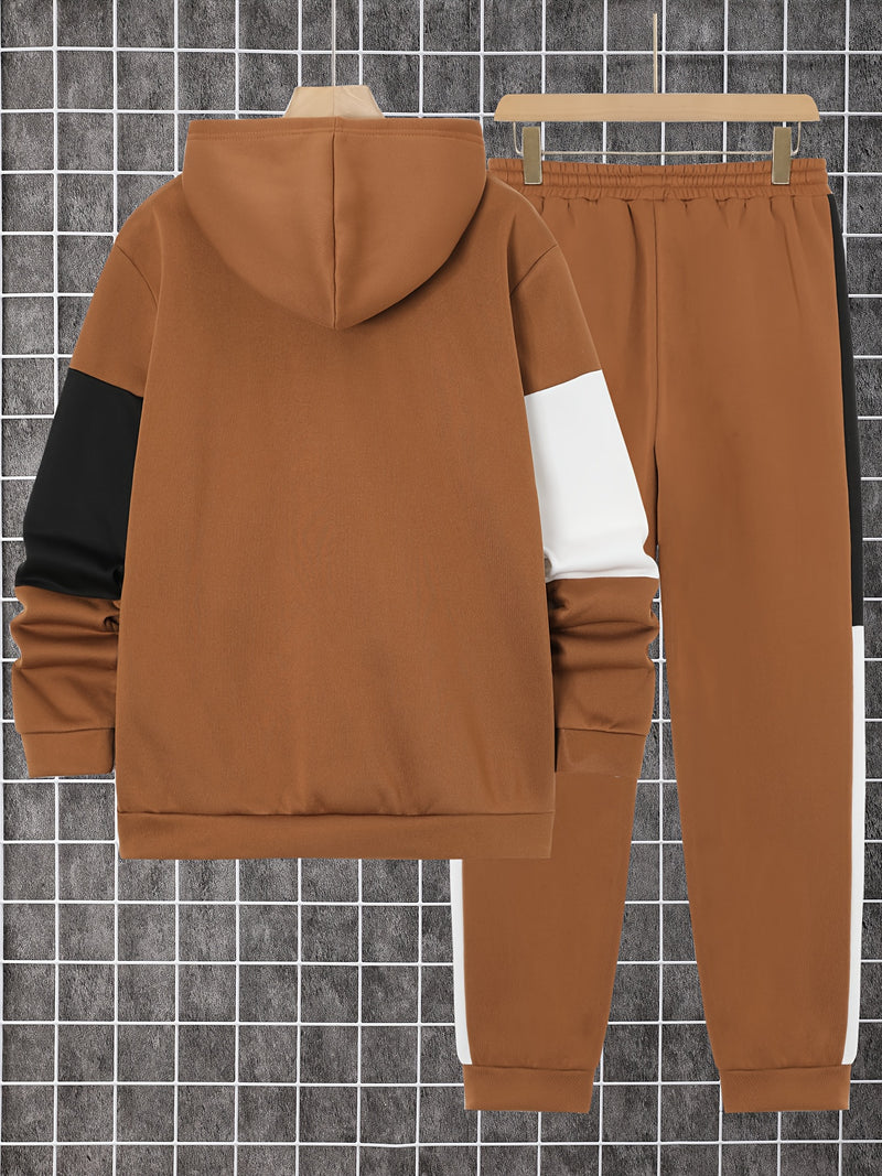 Men's Autumn And Winter Zip-Up Long Sleeve Sweatshirt And Long Pants Set.