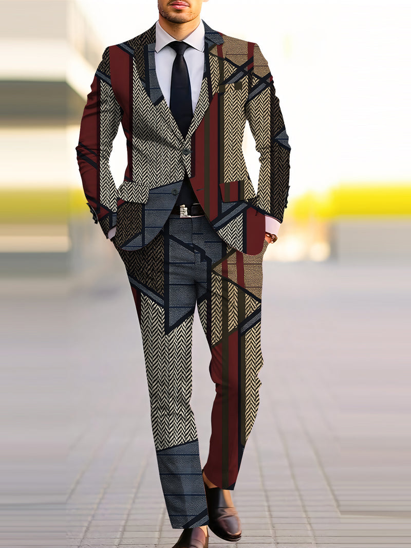 Men'S Plus-Size Suit Set Featuring a Blazer And Trousers.