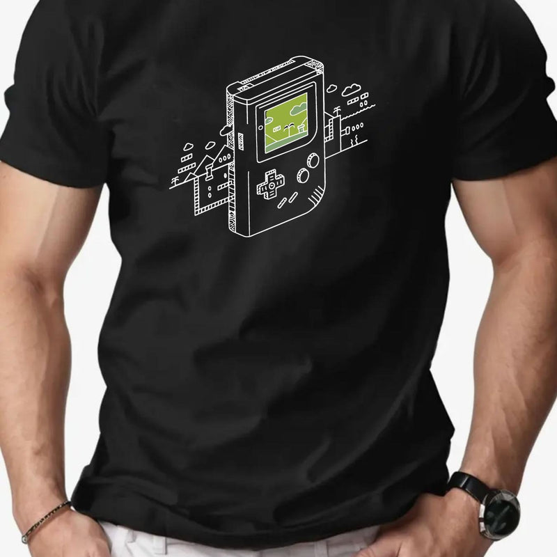 Men's Gaming Console Print Summer Casual Crew Neck Short Sleeve T-Shirt.