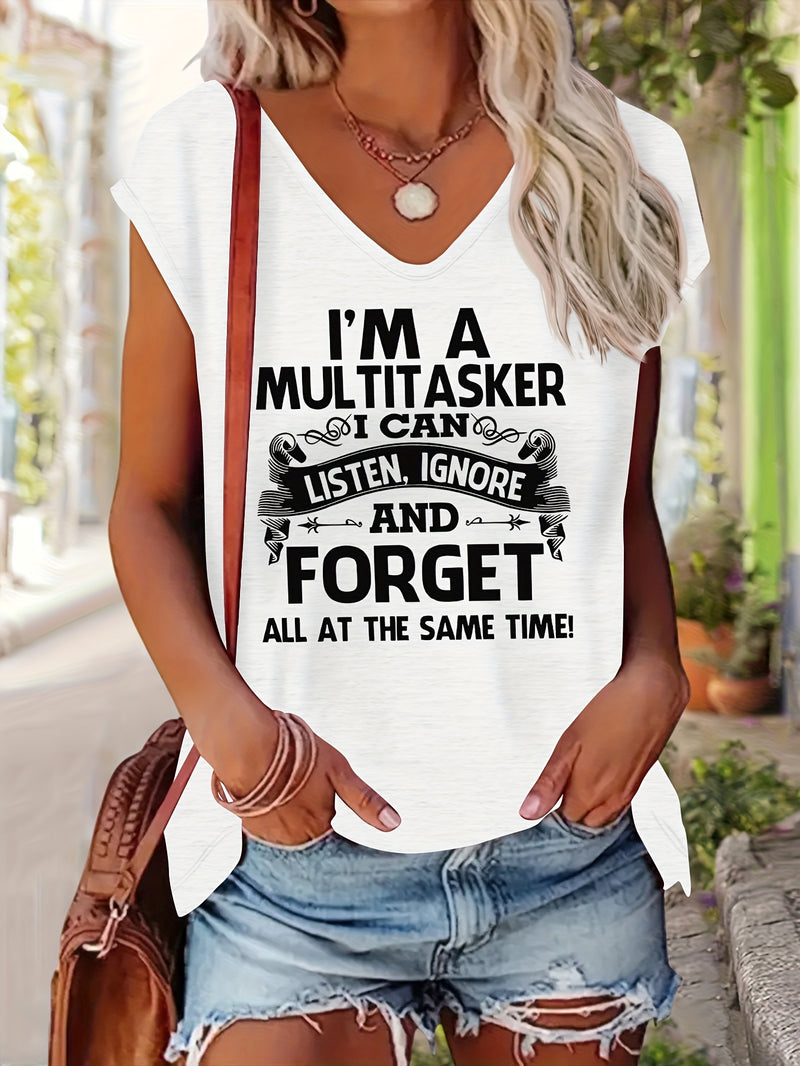 Women's Casual V-Neck Short Sleeve T-Shirt.
