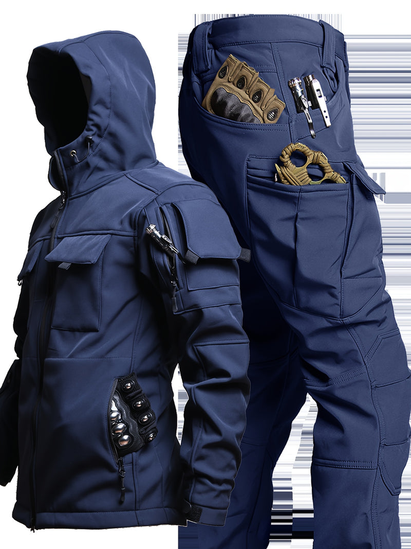 Autumn and Winter Men's  Fleece-Lined Two-Piece Set.