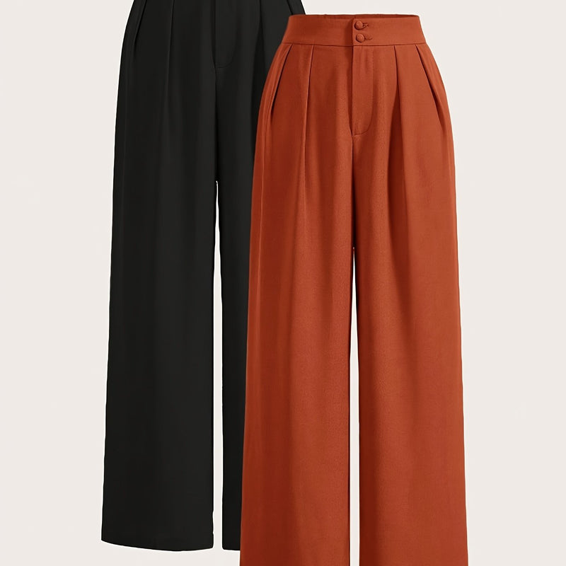 High-Waisted Wide-Leg Pants Two-Piece Set for Women.