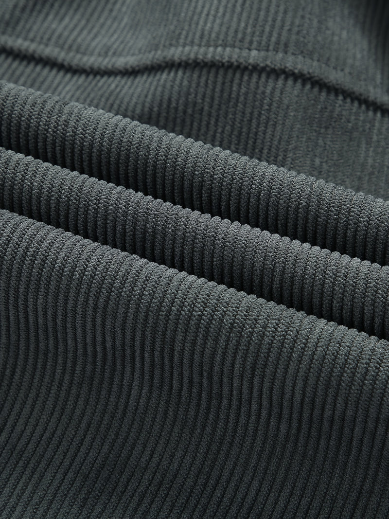 Men's Corduroy Cargo Jacket with Multiple Pockets - Polyester Casual Workwear.