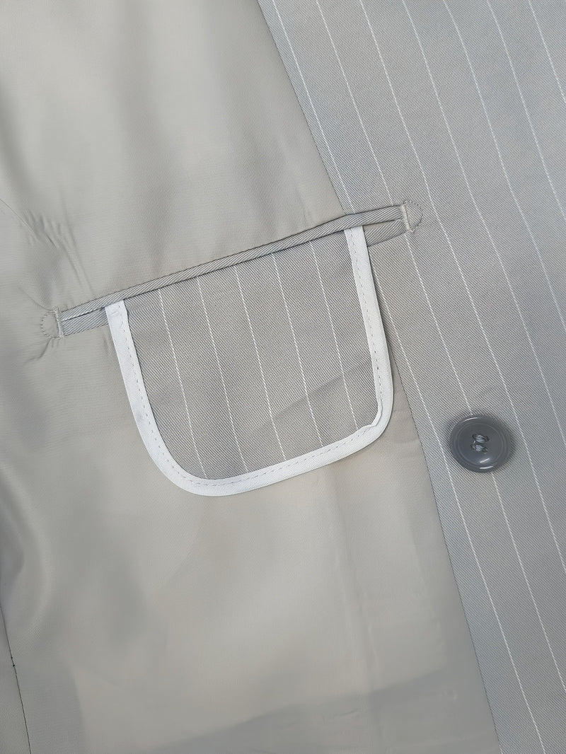 Men's Business Striped Suit, Double-Breasted Two-Piece.