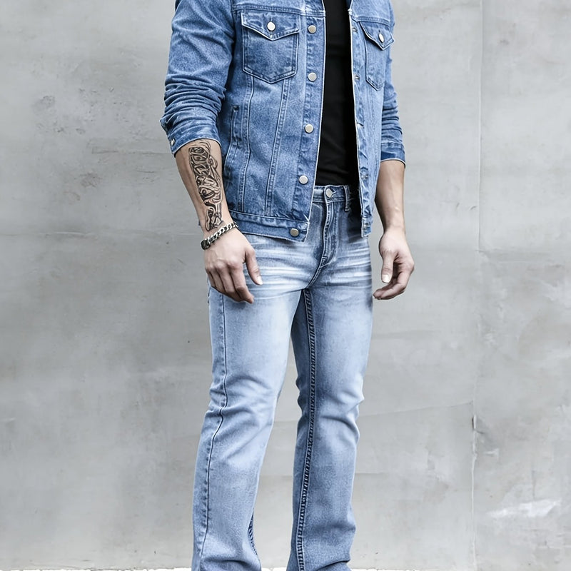 Men's Light Blue Washed Denim 2pcs Set.