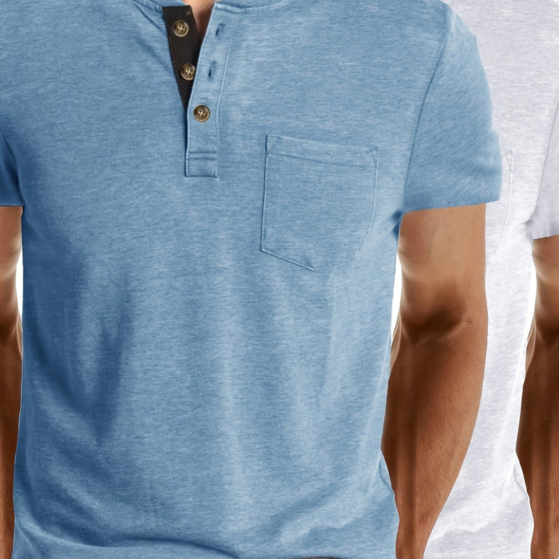 2pcs Set of Stylish Short-Sleeve T-Shirts for Men.