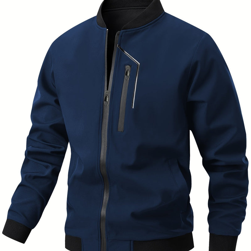 Men'S Casual Bomber Jacket | Spring-Autumn, Non-Stretch, Baseball Collar.