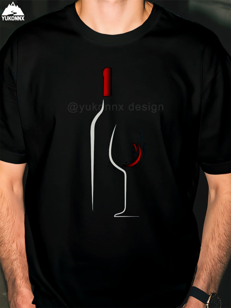 Men’s Red Wine Silhouette Vintage Nostalgic Unique Print Breathable Casual.