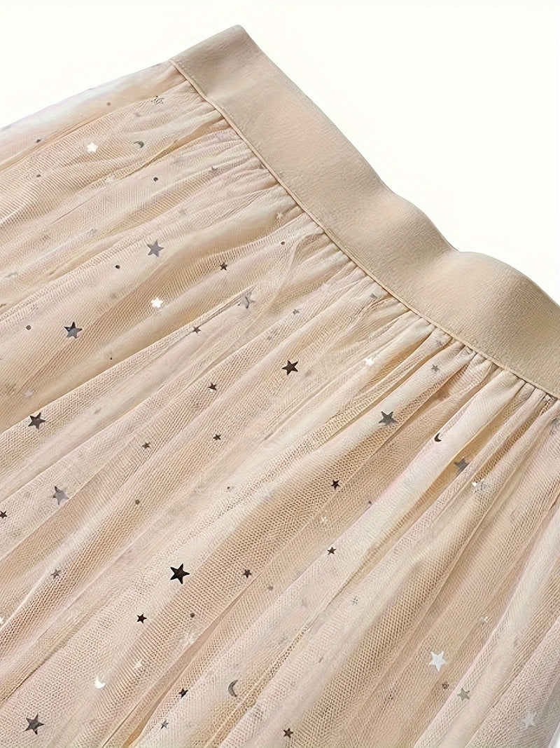 New Women's Sequin Mesh Midi Skirt, High-Waisted.