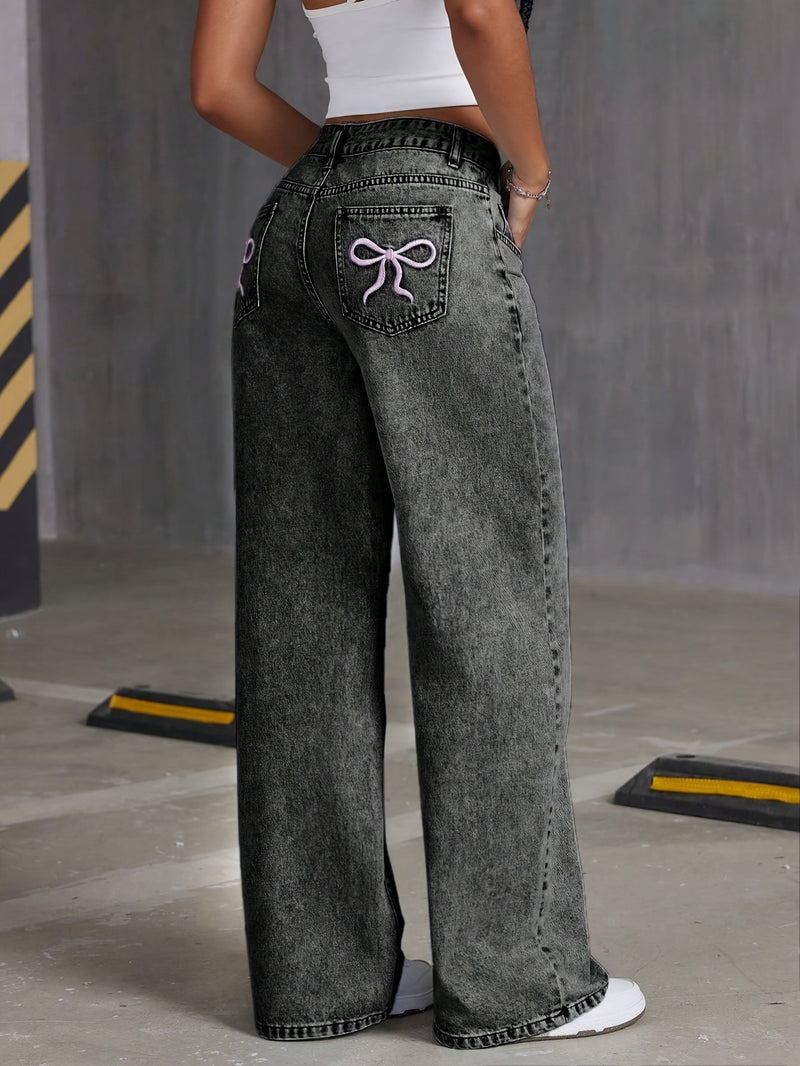 Women's Wide-Leg Stretch Denim Pants.
