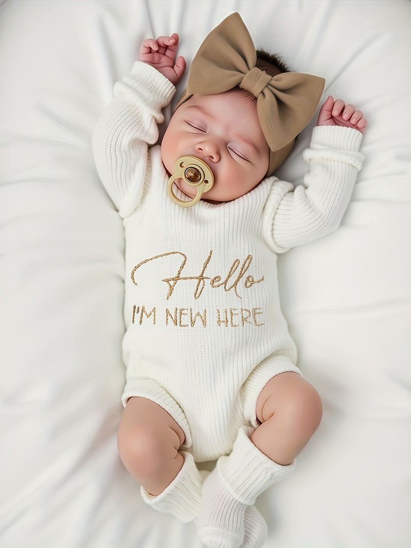 2pcs Newborn Photography Outfit, Baby Girl Knit Sweater with Bow Set.