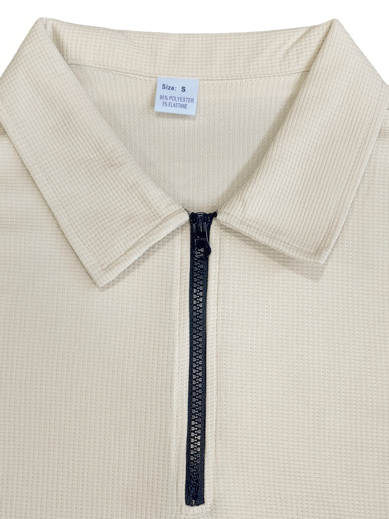 Trendy collar! Men's sports suit zipper design, preferred for daily outings.