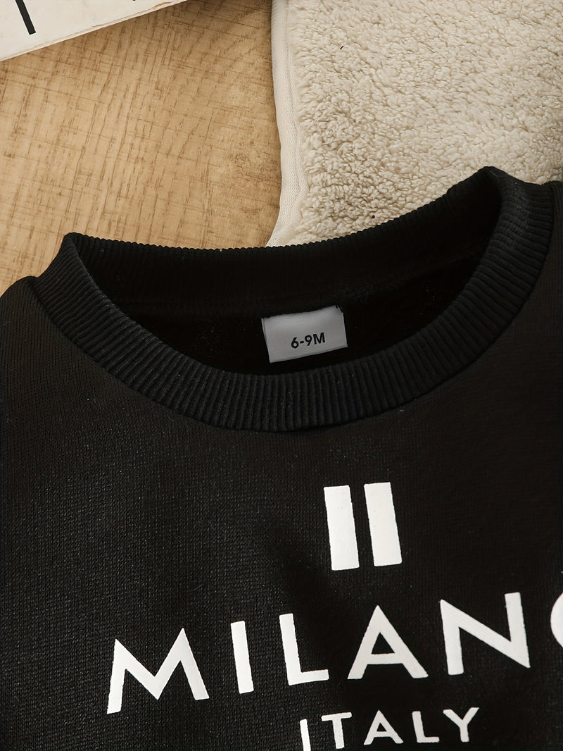 3pcs Set - Kids Autumn/Winter Long Sleeve Pullover Top + Elastic Waist Pants.