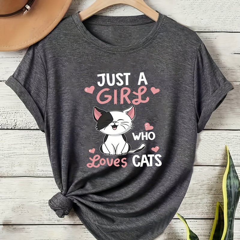 Women's Casual Cat Lover Graphic Tee.