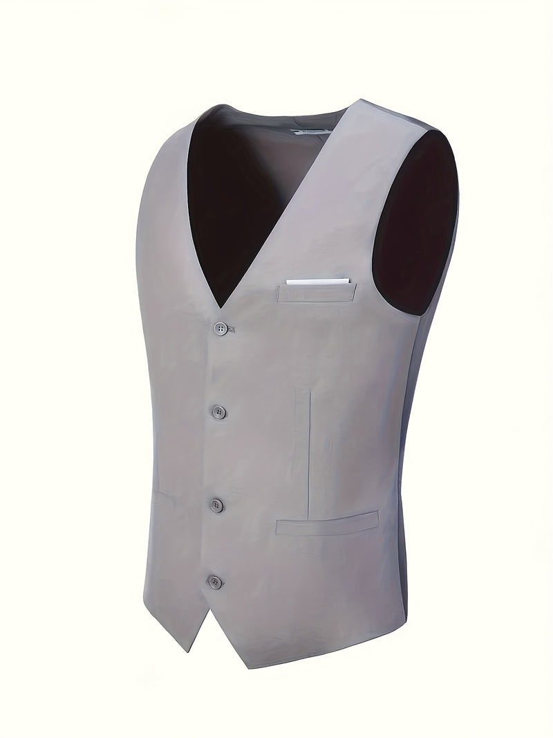 Men's 2pcs Suit, Consisting of a Vest And Dress Pants.