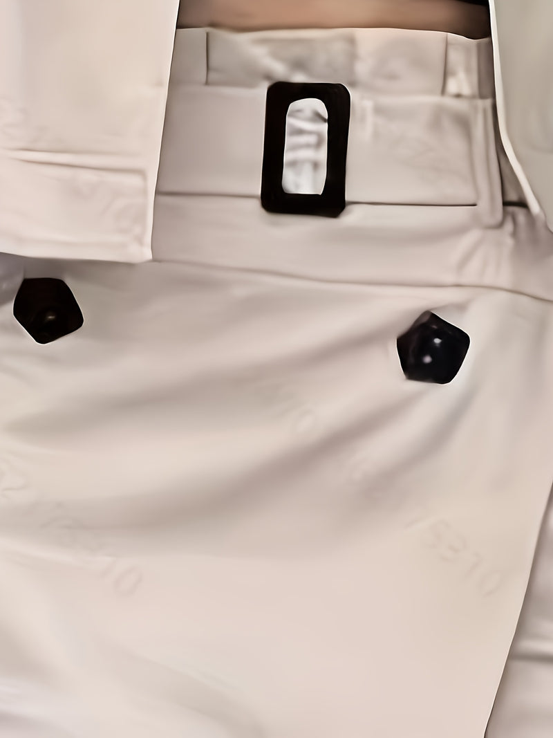 2pcs Women's Elegant V-Neck Blouse & Skirt Set.