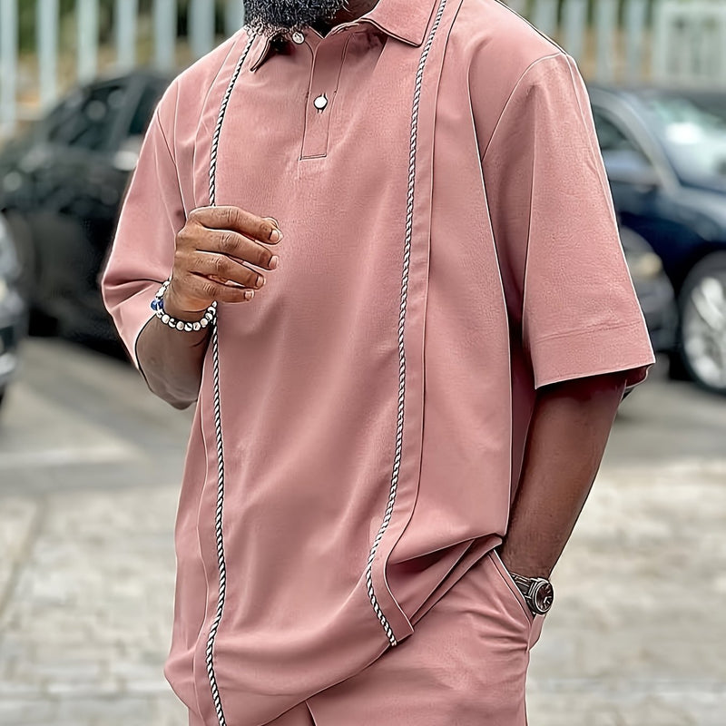 Men'S Casual 2pcs Set | Short Sleeve, Lapel Collar.