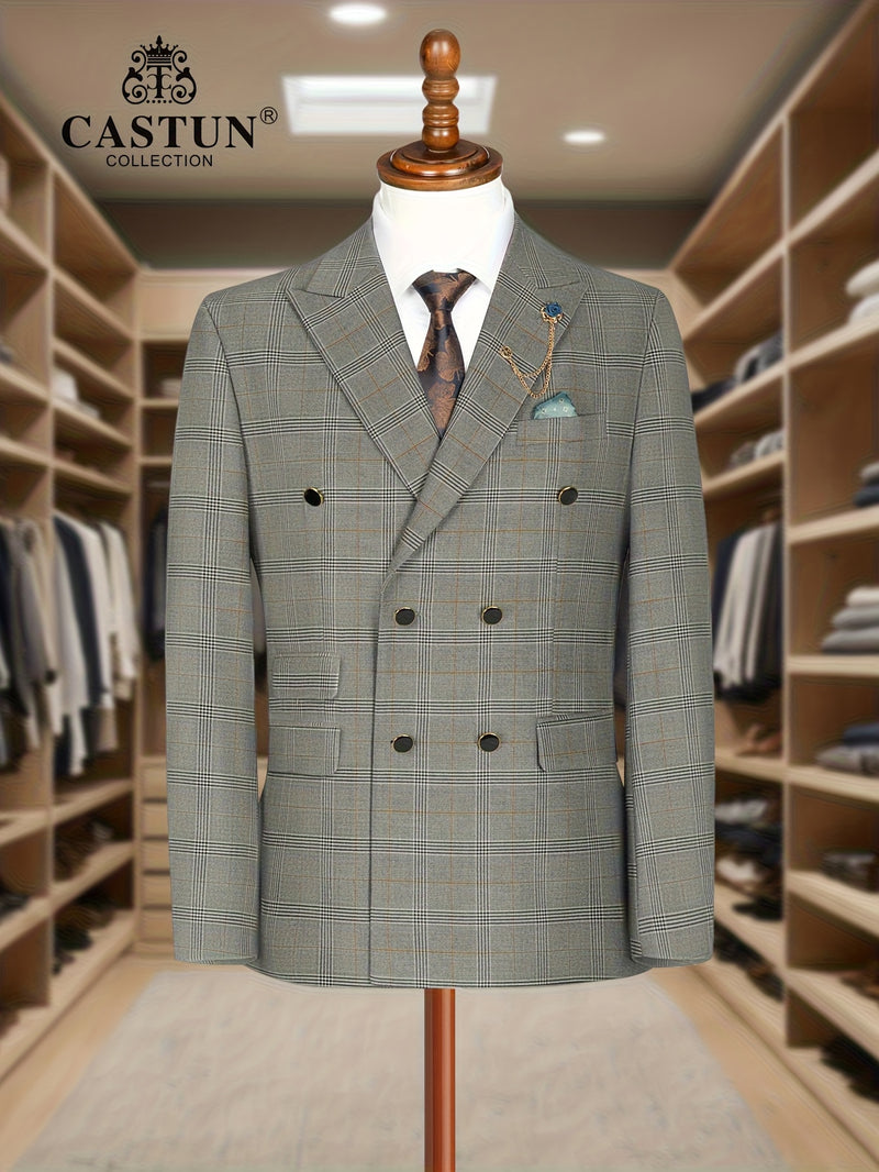 A 2pcs Slim-Fit Suit Set for Men, Suitable for Light Business.