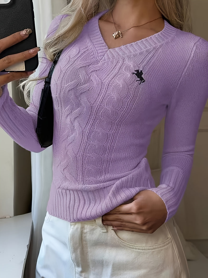 Elegant Ladies' V-neck Long Sleeve Slim Fit Cardigan.
