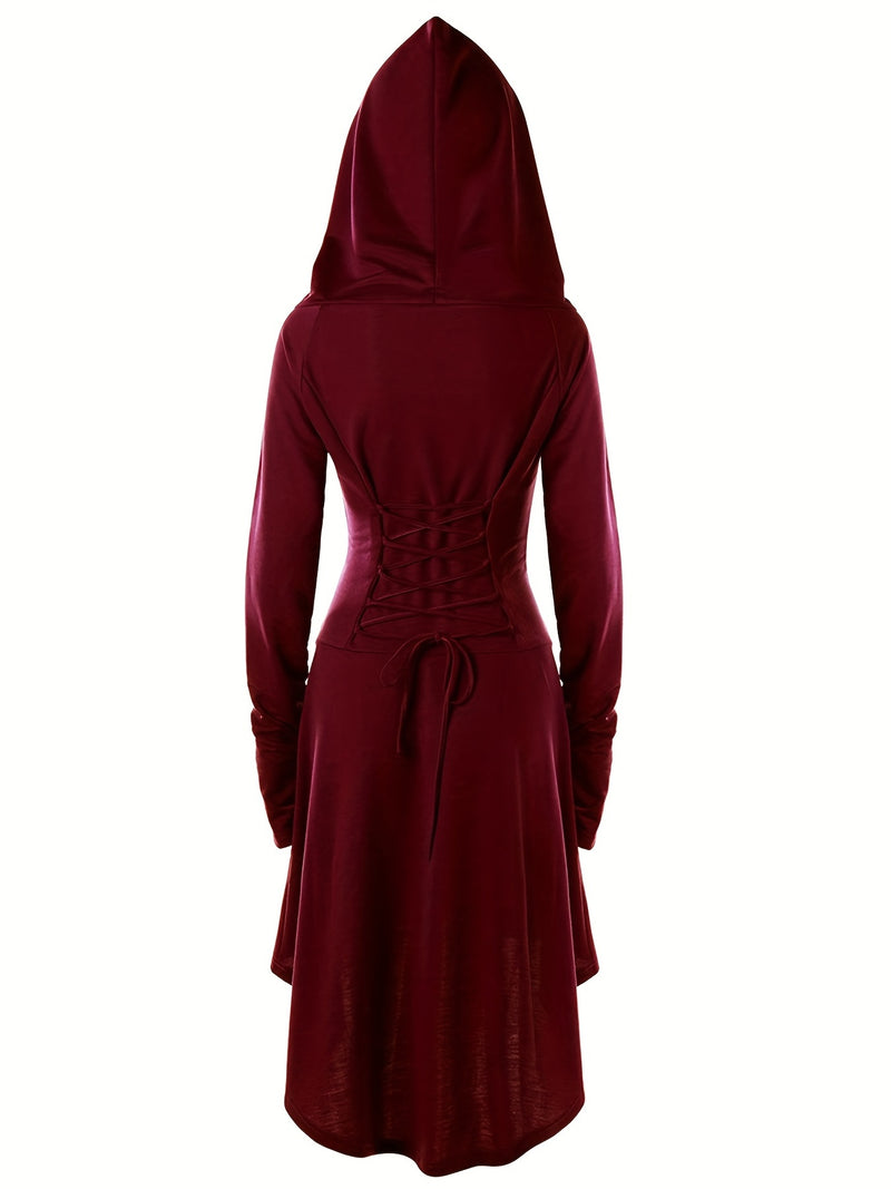 Women's Solid Color Tie-Up Asymmetrical Dress.