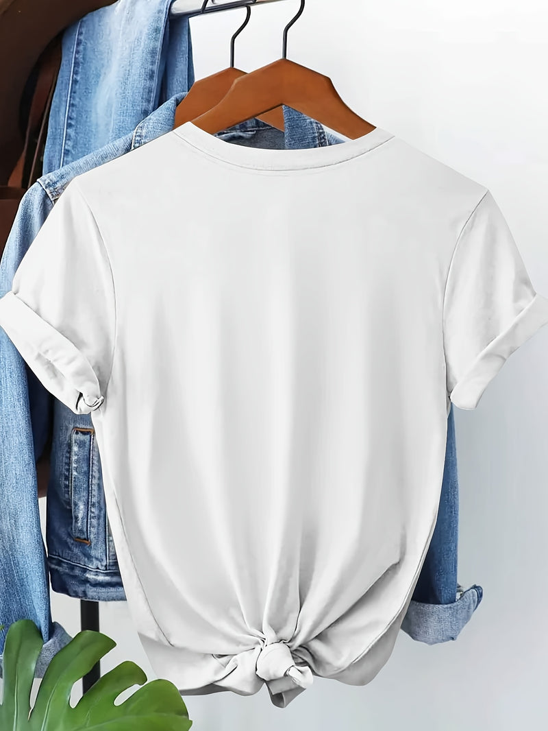 Women’s Printed Round Neck Short Sleeve T-Shirt.